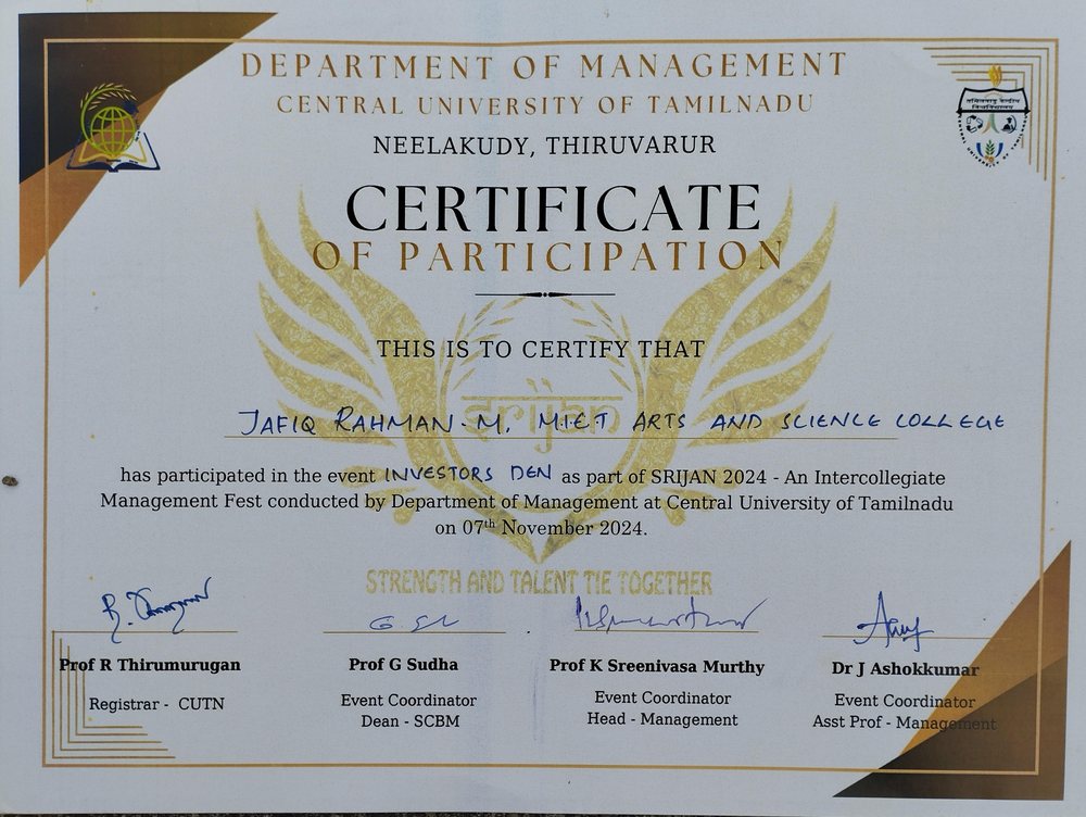 Investors Den participation certificate